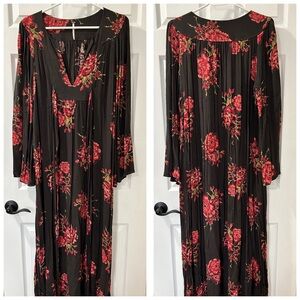 Free People Black and Red Floral Maxi Dress
